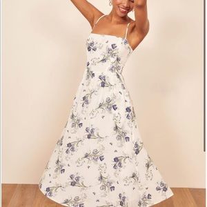 Reformation White Roseship Floral Midi
